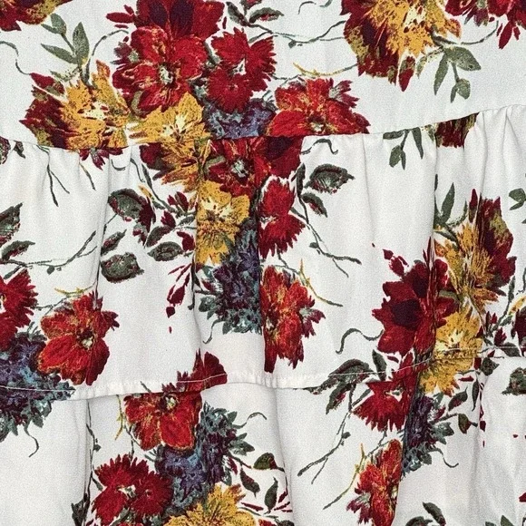 Time and Tru XXL 2X Shirt Top White Floral Flower Bell 3/4 Sleeve Round Neck - Picture 6 of 9